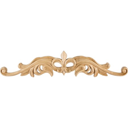 HARDWARE RESOURCES 24" Wx7/8"Dx5-3/16"H Alder Hand Carved Fleur-de-lis Onlay ONL-08-24ALD